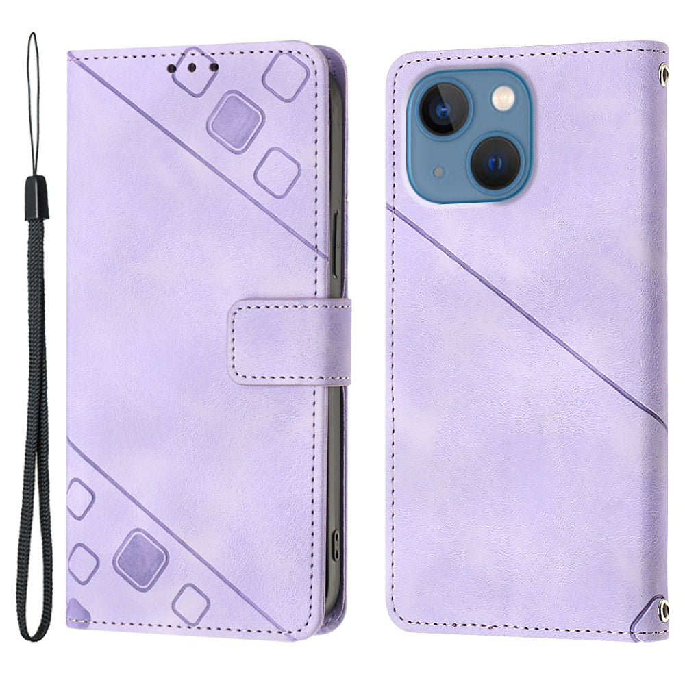 PT005 YB Imprinting Series-6 PU Leather Case for iPhone 14 Plus Skin Touch Wallet Stand Protective Cover PT005 YB Imprinting Series-6 PU Leather Case for iPhone 14 Plus Skin Touch Wallet Stand Protective Cover